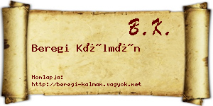Beregi Kálmán névjegykártya